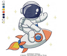 Laden Sie das Bild in den Galerie-Viewer, Astronaut embroidery designs - Baby boy embroidery design machine embroidery pattern - instant download - Space Rocket embroidery file pes
