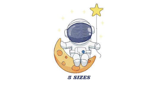 Astronaut embroidery designs - Baby boy embroidery design machine embroidery pattern - instant download - Moon embroidery file Space Earth