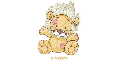 Patched Teddy Lion embroidery designs - Ragged Safari wild animal machine embroidery pattern - Baby boy file - Instant download pes jef dst Marcia Embroidery