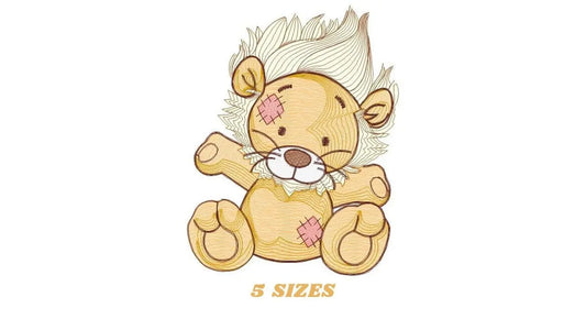 Patched Teddy Lion embroidery designs - Ragged Safari wild animal machine embroidery pattern - Baby boy file - Instant download pes jef dst Marcia Embroidery