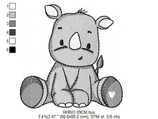 Rhino embroidery designs - Animal embroidery design machine embroidery pattern - baby boy embroidery file - girl embroidery download pes jef Marcia Embroidery
