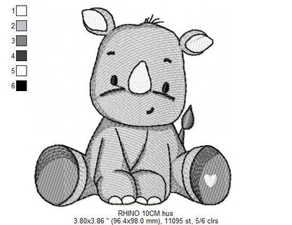 Rhino embroidery designs - Animal embroidery design machine embroidery pattern - baby boy embroidery file - girl embroidery download pes jef Marcia Embroidery
