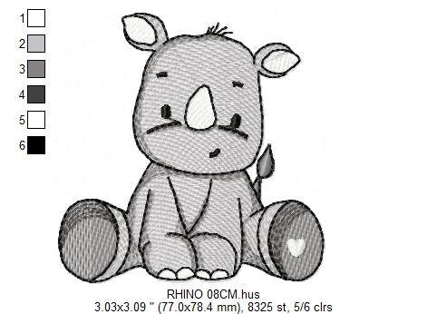Rhino embroidery designs - Animal embroidery design machine embroidery pattern - baby boy embroidery file - girl embroidery download pes jef Marcia Embroidery