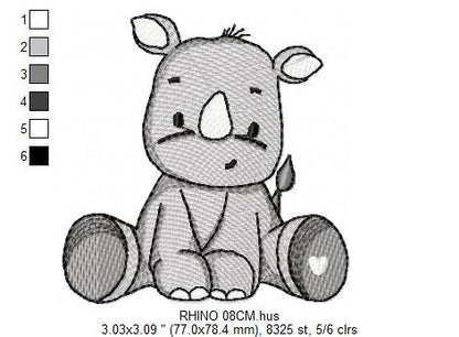 Rhino embroidery designs - Animal embroidery design machine embroidery pattern - baby boy embroidery file - girl embroidery download pes jef Marcia Embroidery