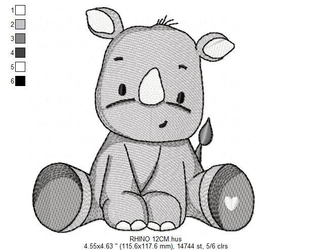 Rhino embroidery designs - Animal embroidery design machine embroidery pattern - baby boy embroidery file - girl embroidery download pes jef Marcia Embroidery