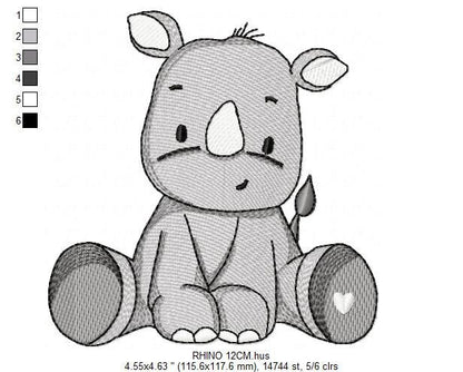 Rhino embroidery designs - Animal embroidery design machine embroidery pattern - baby boy embroidery file - girl embroidery download pes jef Marcia Embroidery
