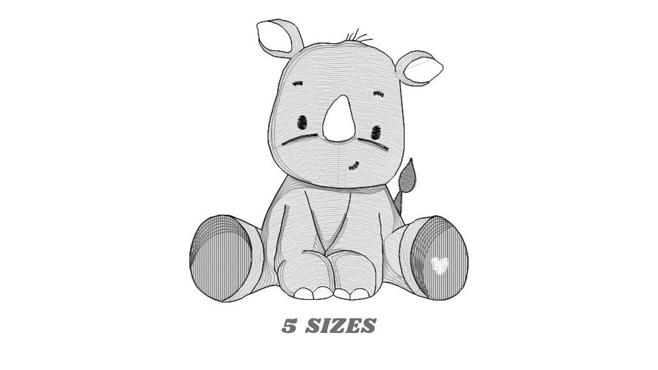 Rhino embroidery designs - Animal embroidery design machine embroidery pattern - baby boy embroidery file - girl embroidery download pes jef Marcia Embroidery