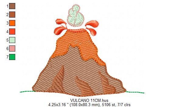 Volcano embroidery design - Vulcano embroidery design machine embroidery pattern - Mountain embroidery - Boy embroidery instant download
