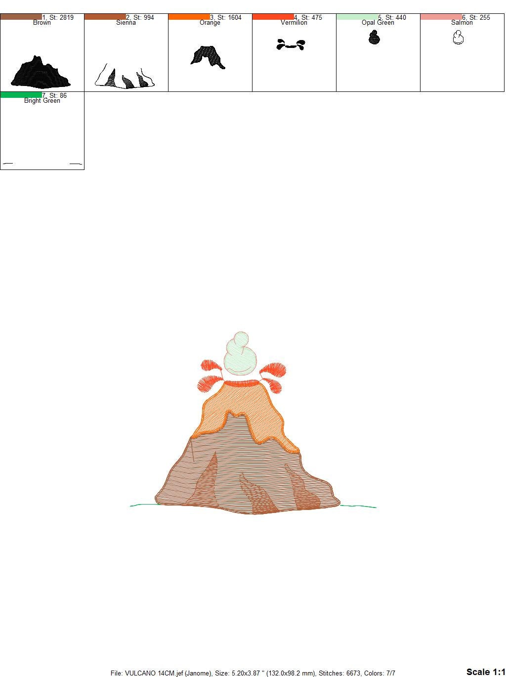 Volcano embroidery design - Vulcano embroidery design machine embroidery pattern - Mountain embroidery - Boy embroidery instant download