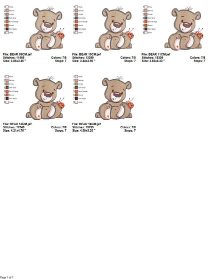 Bear embroidery designs - Baby boy embroidery design machine embroidery pattern - Cute Teddy Bear embroidery file - instant download pes jef Marcia Embroidery