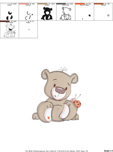 Bear embroidery designs - Baby boy embroidery design machine embroidery pattern - Cute Teddy Bear embroidery file - instant download pes jef