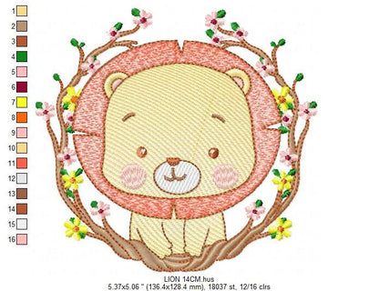 Lion embroidery designs - Safari embroidery design machine embroidery pattern - Baby boy embroidery file - Lion king embroidery download pes Marcia Embroidery