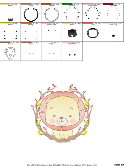 Lion embroidery designs - Safari embroidery design machine embroidery pattern - Baby boy embroidery file - Lion king embroidery download pes Marcia Embroidery