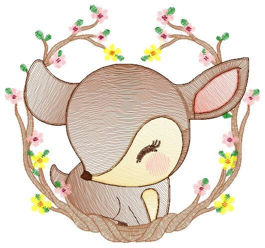 Deer embroidery design - Animal embroidery designs machine embroidery pattern - Florest embroidery file - Baby boy embroidery  Woodland pes