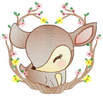 Deer embroidery design - Animal embroidery designs machine embroidery pattern - Florest embroidery file - Baby boy embroidery  Woodland pes