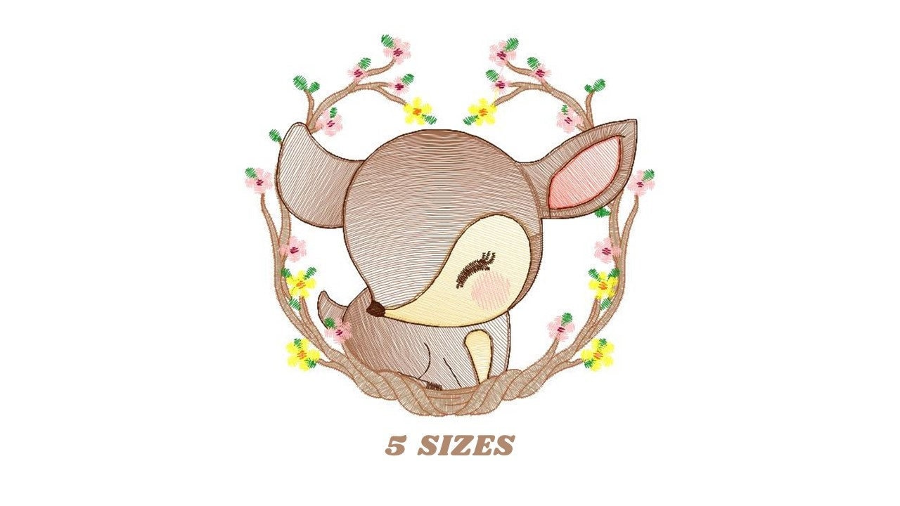 Deer embroidery design - Animal embroidery designs machine embroidery pattern - Florest embroidery file - Baby boy embroidery  Woodland pes