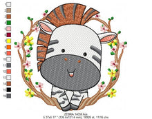 Carica l&#39;immagine nel visualizzatore di Gallery, Zebra embroidery designs - Safari embroidery design machine embroidery pattern - Animal embroidery download - Zebra with frame pes jef hus
