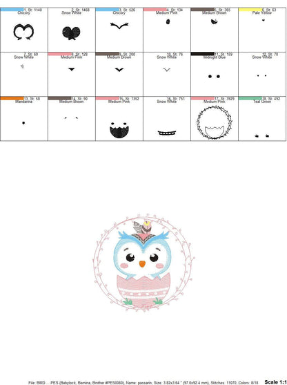 Owl embroidery design - Bird embroidery design machine embroidery pattern - Baby boy embroidery file - instant download bird with egg Marcia Embroidery