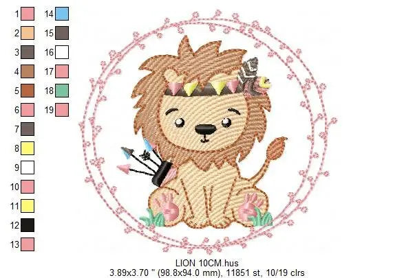 Lion embroidery designs - Safari embroidery design machine embroidery pattern - Baby boy embroidery file - Lion Indian embroidery download Marcia Embroidery
