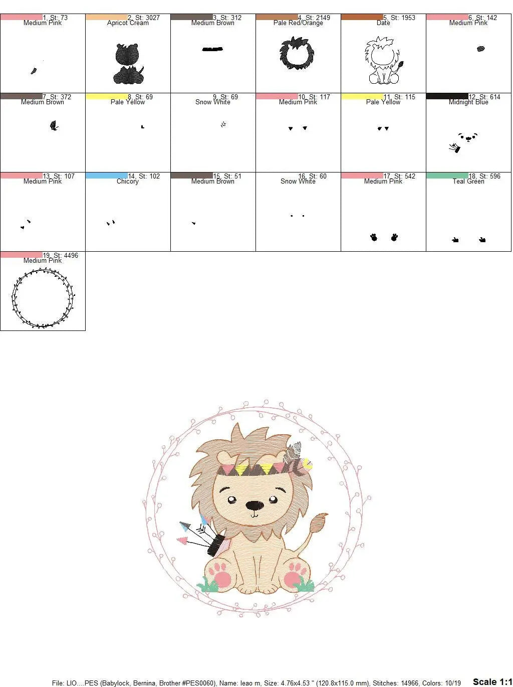 Lion embroidery designs - Safari embroidery design machine embroidery pattern - Baby boy embroidery file - Lion Indian embroidery download Marcia Embroidery