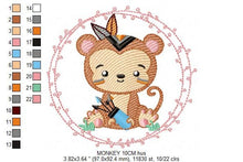 Charger l&#39;image dans la galerie, Monkey embroidery designs - Safari embroidery design machine embroidery pattern - Animal embroidery file - Monkey with frame download pes
