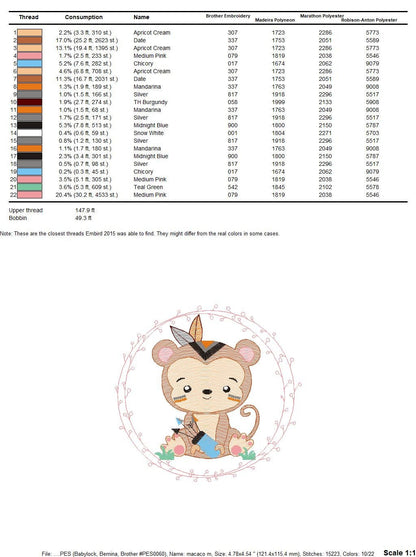 Monkey embroidery designs - Safari embroidery design machine embroidery pattern - Animal embroidery file - Monkey with frame download pes