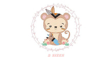 Charger l&#39;image dans la galerie, Monkey embroidery designs - Safari embroidery design machine embroidery pattern - Animal embroidery file - Monkey with frame download pes
