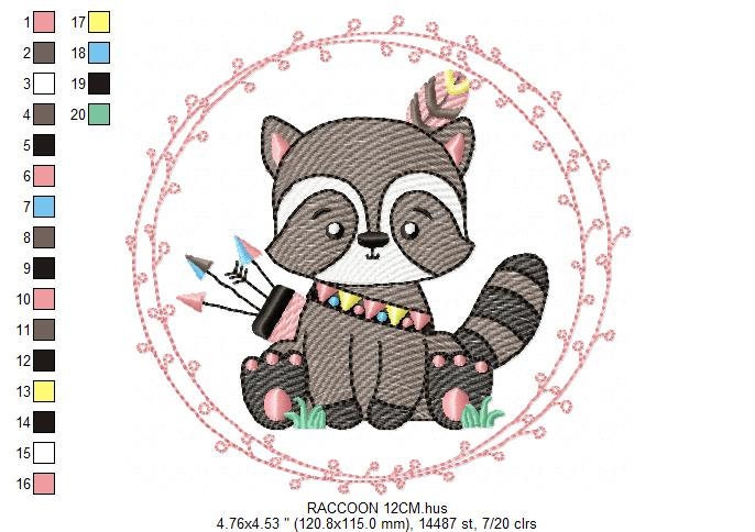 Raccoon embroidery designs - Woodland animal embroidery design machine embroidery pattern - Baby boy embroidery file - instant download pes - Marcia Embroidery