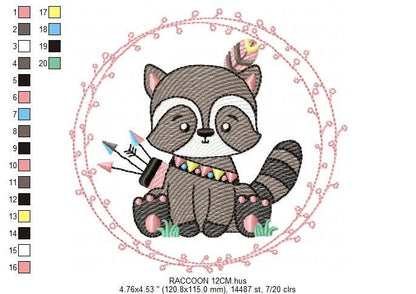 Raccoon embroidery designs - Woodland animal embroidery design machine embroidery pattern - Baby boy embroidery file - instant download pes - Marcia Embroidery