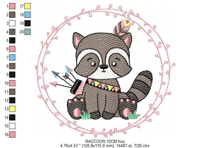 Raccoon embroidery designs - Woodland animal embroidery design machine embroidery pattern - Baby boy embroidery file - instant download pes - Marcia Embroidery