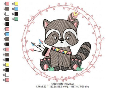 Raccoon embroidery designs - Woodland animal embroidery design machine embroidery pattern - Baby boy embroidery file - instant download pes - Marcia Embroidery