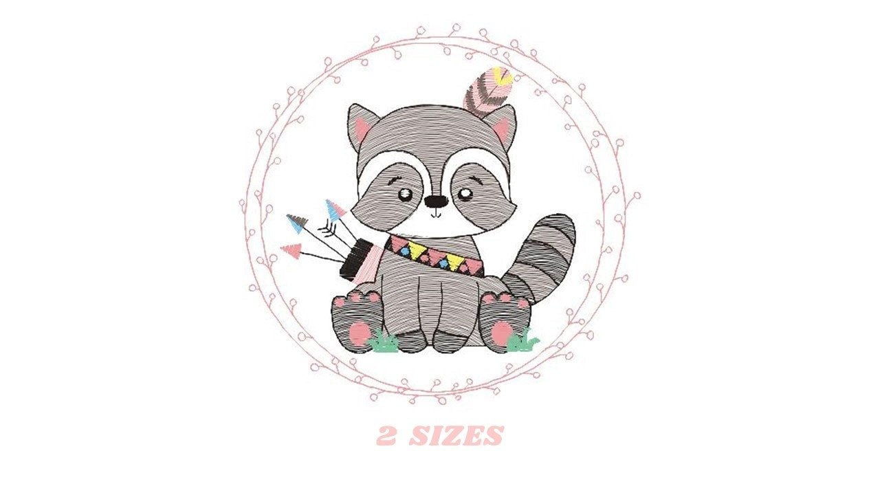 Raccoon embroidery designs - Woodland animal embroidery design machine embroidery pattern - Baby boy embroidery file - instant download pes - Marcia Embroidery