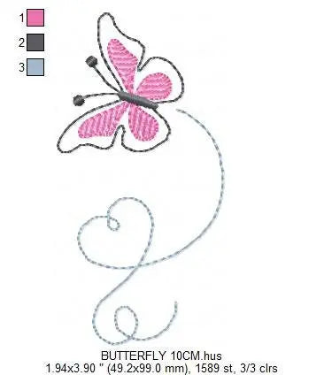 Butterfly embroidery design - Delicate embroidery designs machine embroidery pattern - Mini embroidery file - instant digital download pes Marcia Embroidery