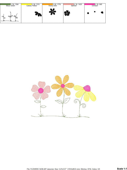 Flower garden embroidery designs - Spring flowers embroidery design machine embroidery pattern - Tea towel embroidery file - kitchen apron