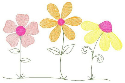 Flower garden embroidery designs - Spring flowers embroidery design machine embroidery pattern - Tea towel embroidery file - kitchen apron