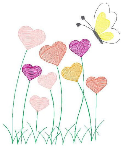 Flower garden embroidery designs - Flowers embroidery design machine embroidery pattern - Butterfly embroidery file - kitchen cloth apron