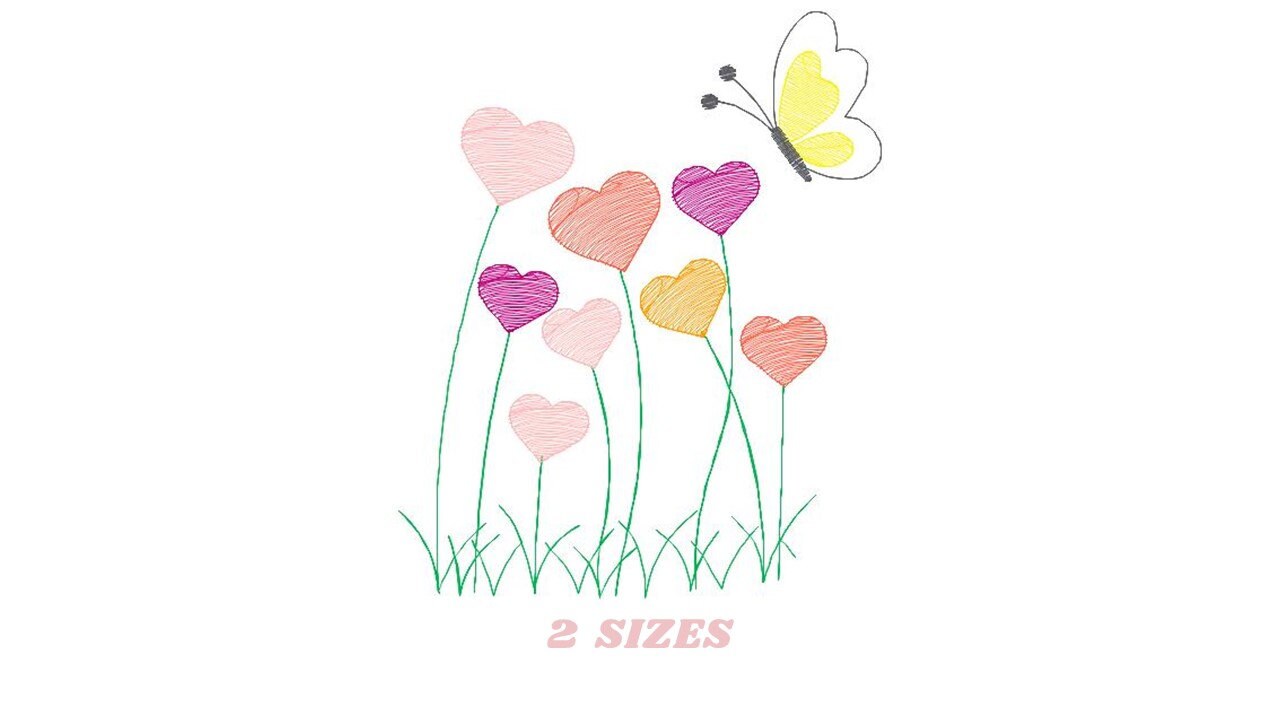 Flower garden embroidery designs - Flowers embroidery design machine embroidery pattern - Butterfly embroidery file - kitchen cloth apron