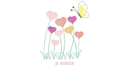 Flower garden embroidery designs - Flowers embroidery design machine embroidery pattern - Butterfly embroidery file - kitchen cloth apron