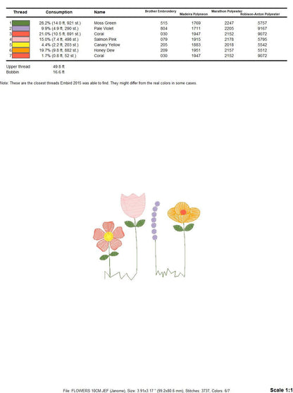 Flower garden embroidery designs - Spring flowers embroidery design machine embroidery pattern - Tea towel embroidery file - kitchen apron
