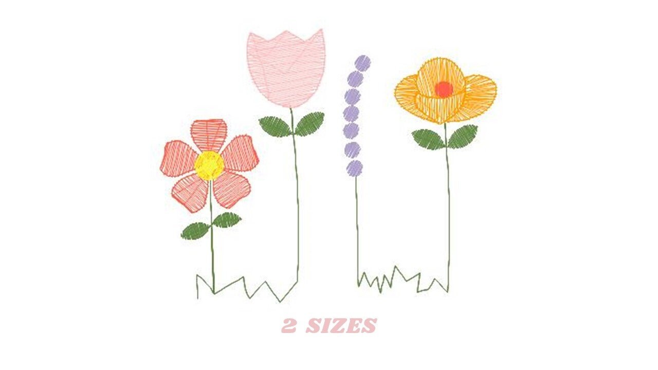 Flower garden embroidery designs - Spring flowers embroidery design machine embroidery pattern - Tea towel embroidery file - kitchen apron
