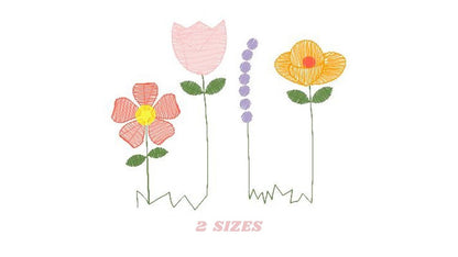 Flower garden embroidery designs - Spring flowers embroidery design machine embroidery pattern - Tea towel embroidery file - kitchen apron