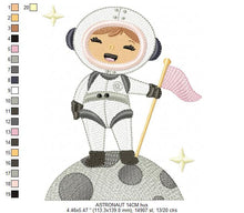 Charger l&#39;image dans la galerie, Astronaut embroidery designs - Girl embroidery design machine embroidery pattern - Space embroidery file - Rocket moon nasa embroidery pes
