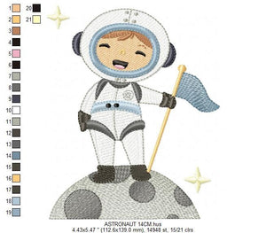 Astronaut embroidery designs - Baby boy embroidery design machine embroidery pattern - Space embroidery file - instant download Star Rocket