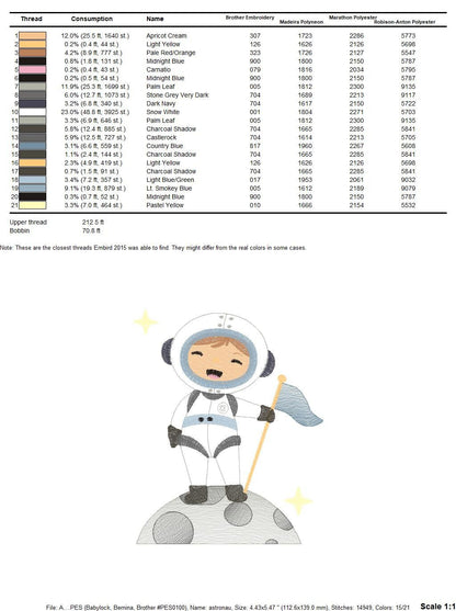 Astronaut embroidery designs - Baby boy embroidery design machine embroidery pattern - Space embroidery file - instant download Star Rocket