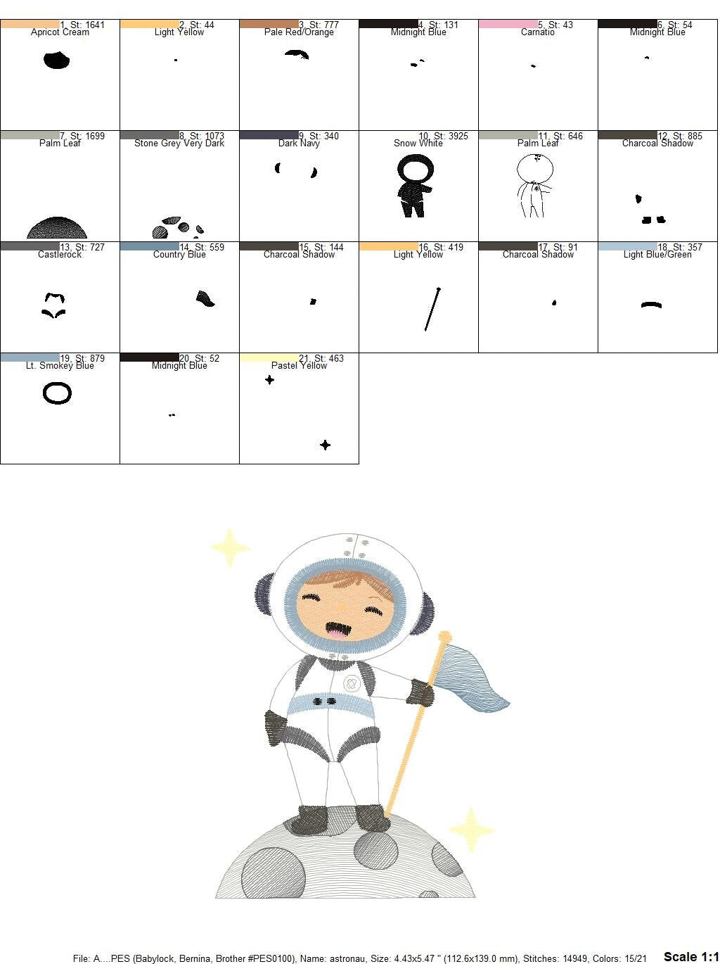 Astronaut embroidery designs - Baby boy embroidery design machine embroidery pattern - Space embroidery file - instant download Star Rocket