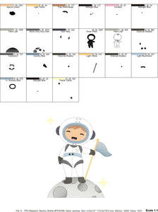 Astronaut embroidery designs - Baby boy embroidery design machine embroidery pattern - Space embroidery file - instant download Star Rocket