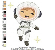 Charger l&#39;image dans la galerie, Astronaut embroidery designs - Girl embroidery design machine embroidery pattern - Space embroidery file - Rocket embroidery applique design
