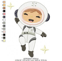 Laden Sie das Bild in den Galerie-Viewer, Astronaut embroidery designs - Girl embroidery design machine embroidery pattern - Space embroidery file - Rocket embroidery applique design
