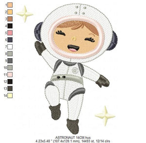 Astronaut embroidery designs - Girl embroidery design machine embroidery pattern - Space embroidery file - Rocket embroidery applique design