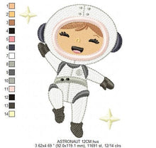 Laden Sie das Bild in den Galerie-Viewer, Astronaut embroidery designs - Girl embroidery design machine embroidery pattern - Space embroidery file - Rocket embroidery applique design
